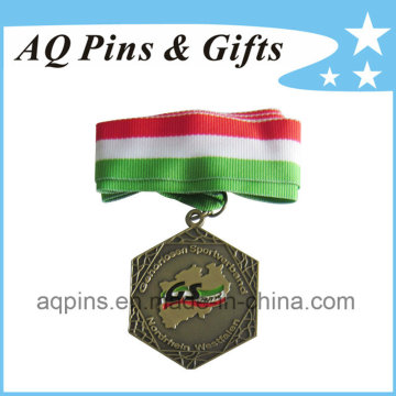 Custom Antique Bronze Medal with Ribbon